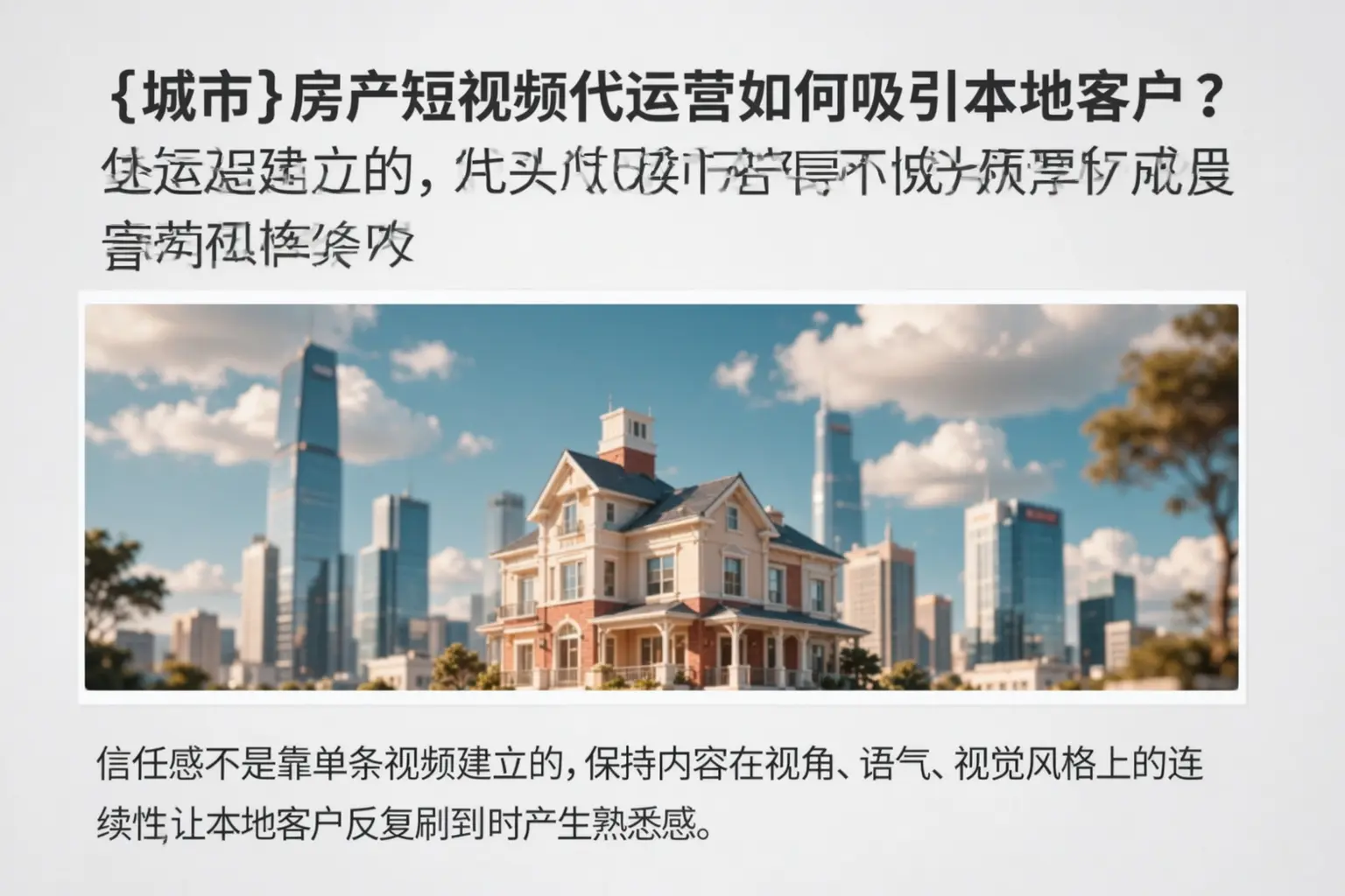 杭州房产短视频代运营如何吸引本地客户？