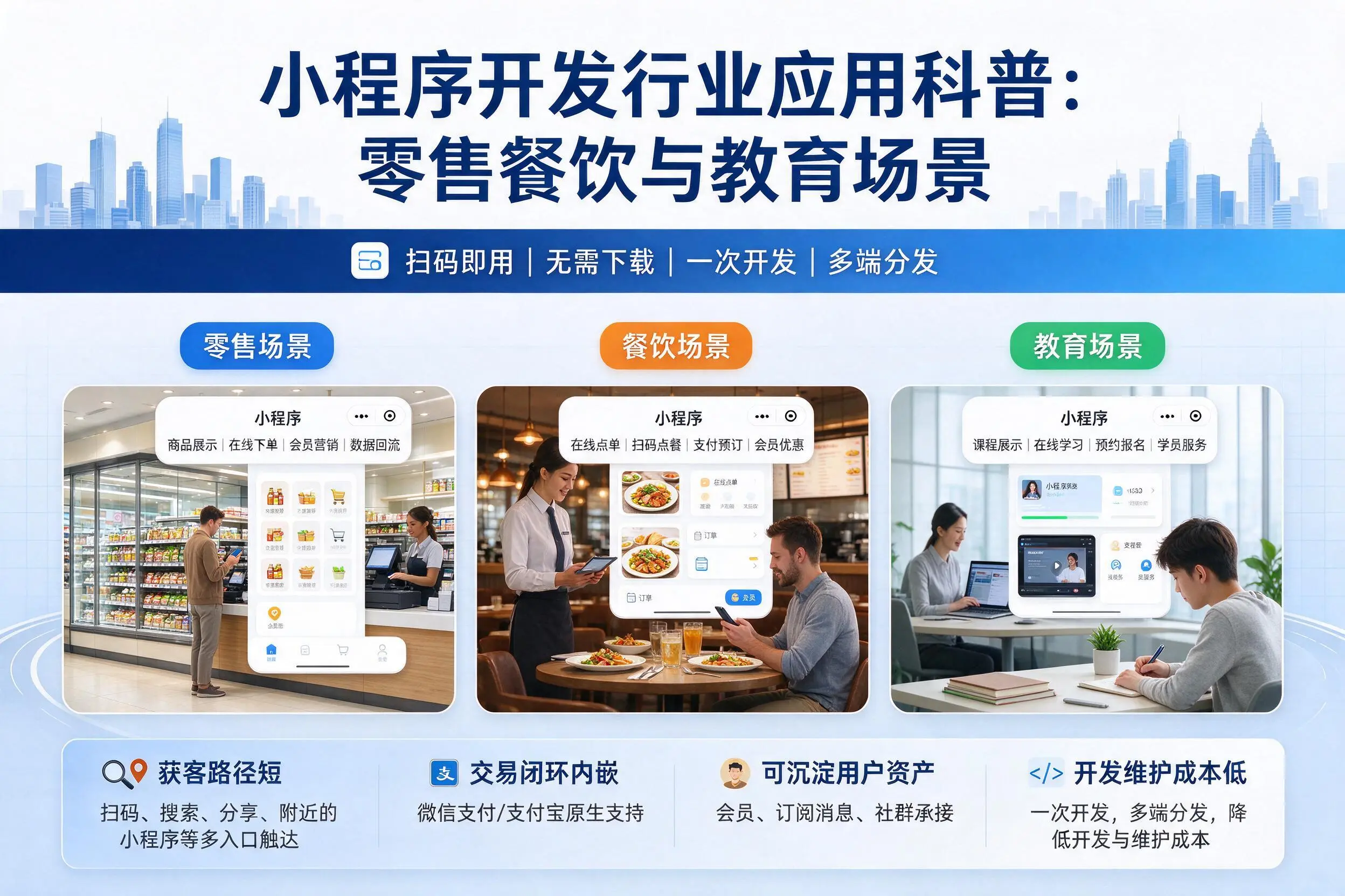 杭州小程序开发行业应用科普:零售餐饮与教育场景
