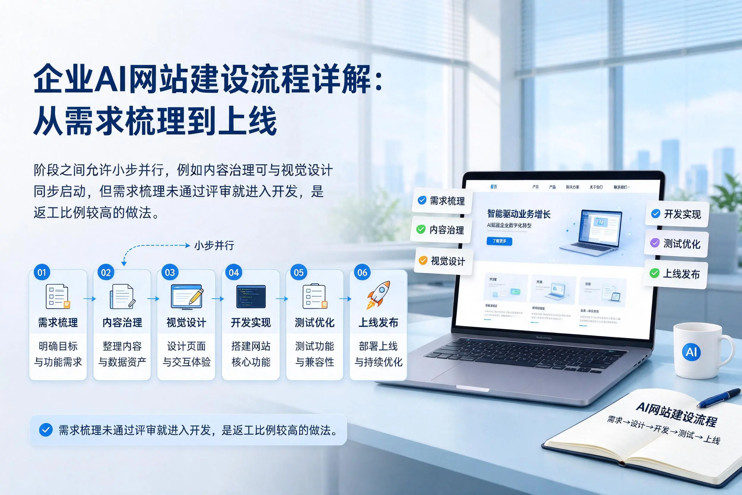 杭州企业AI网站建设流程详解:从需求梳理到上线