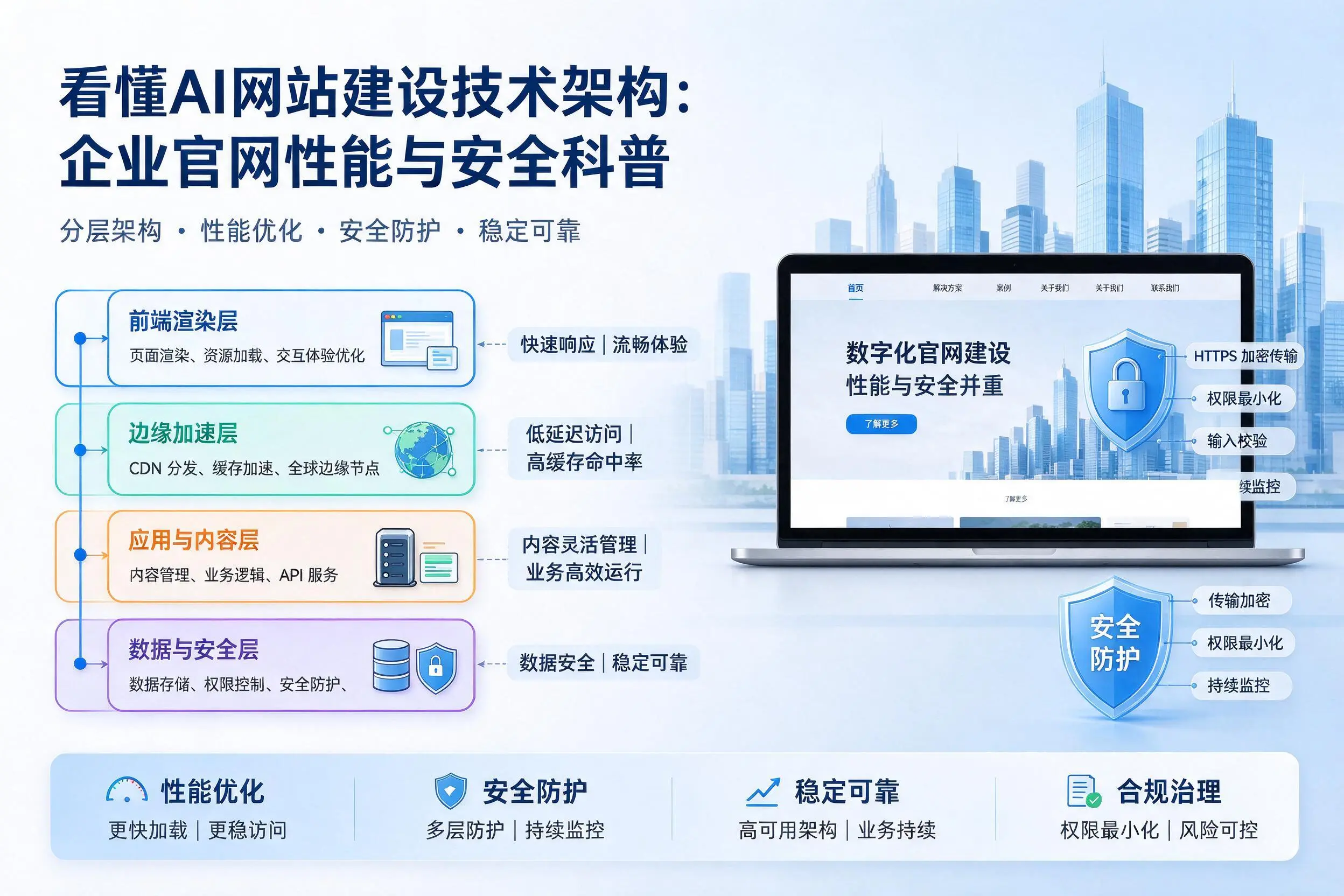 看懂AI网站建设技术架构：杭州企业官网性能与安全科普