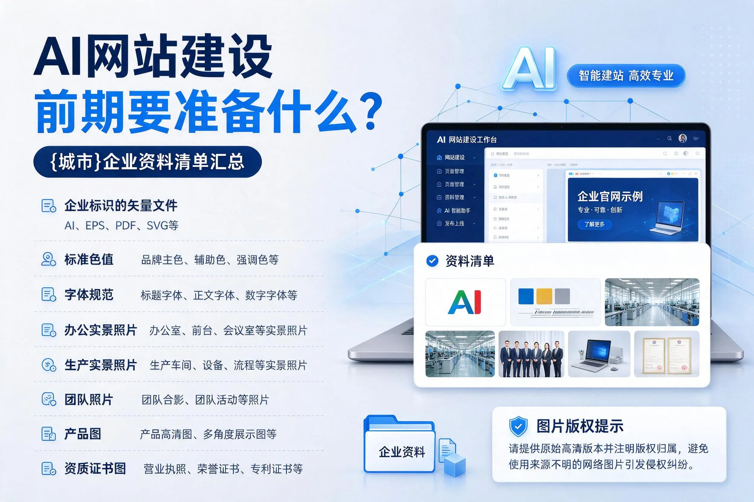 AI网站建设前期要准备什么?杭州企业资料清单汇总