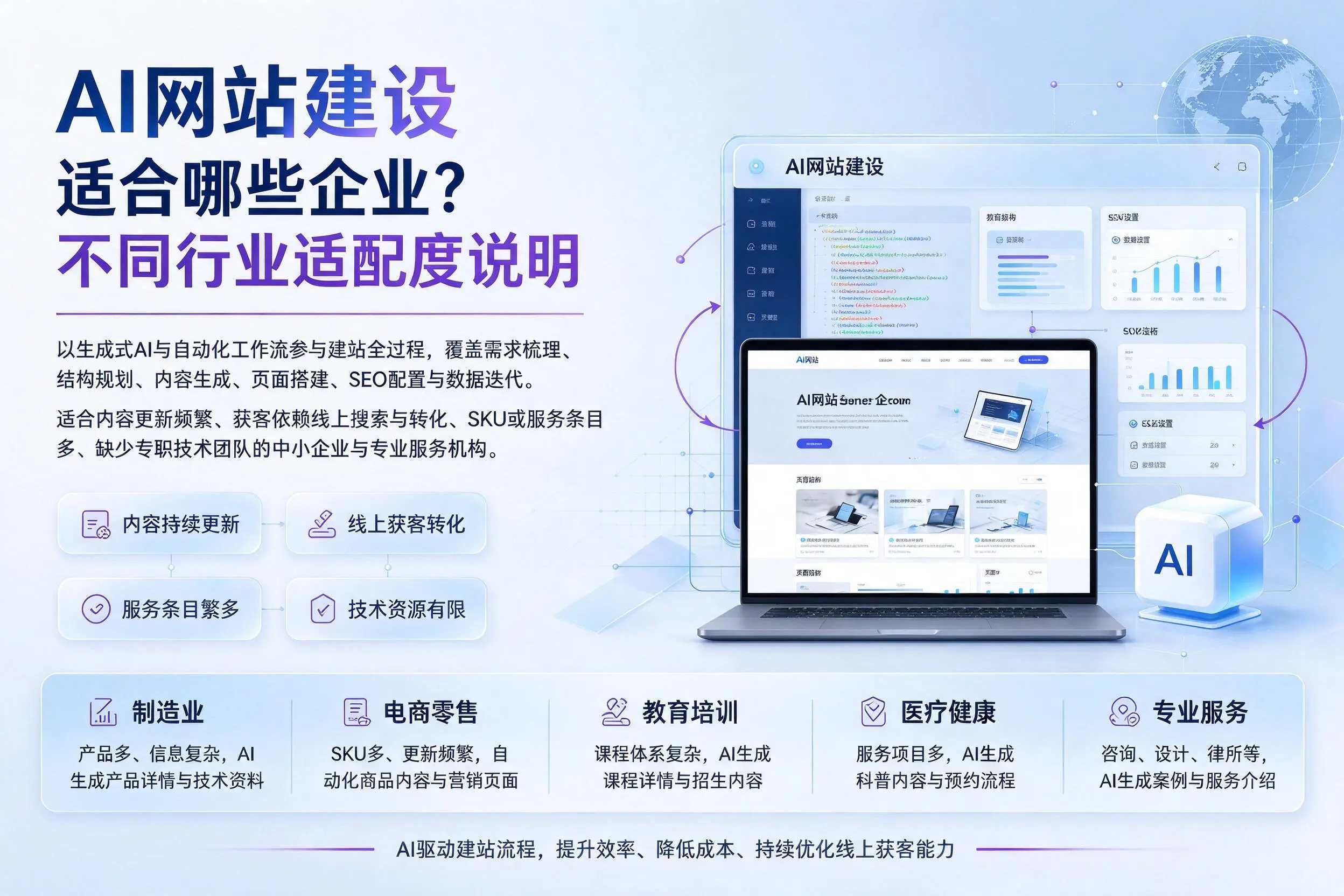 AI网站建设适合哪些企业?杭州不同行业适配度说明